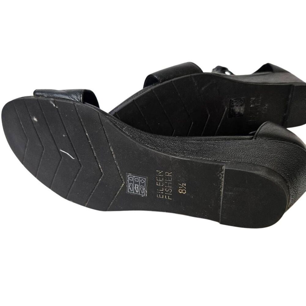 Eileen Fisher Mara black leather wedge sandals.  8.5. - Picture 4 of 4